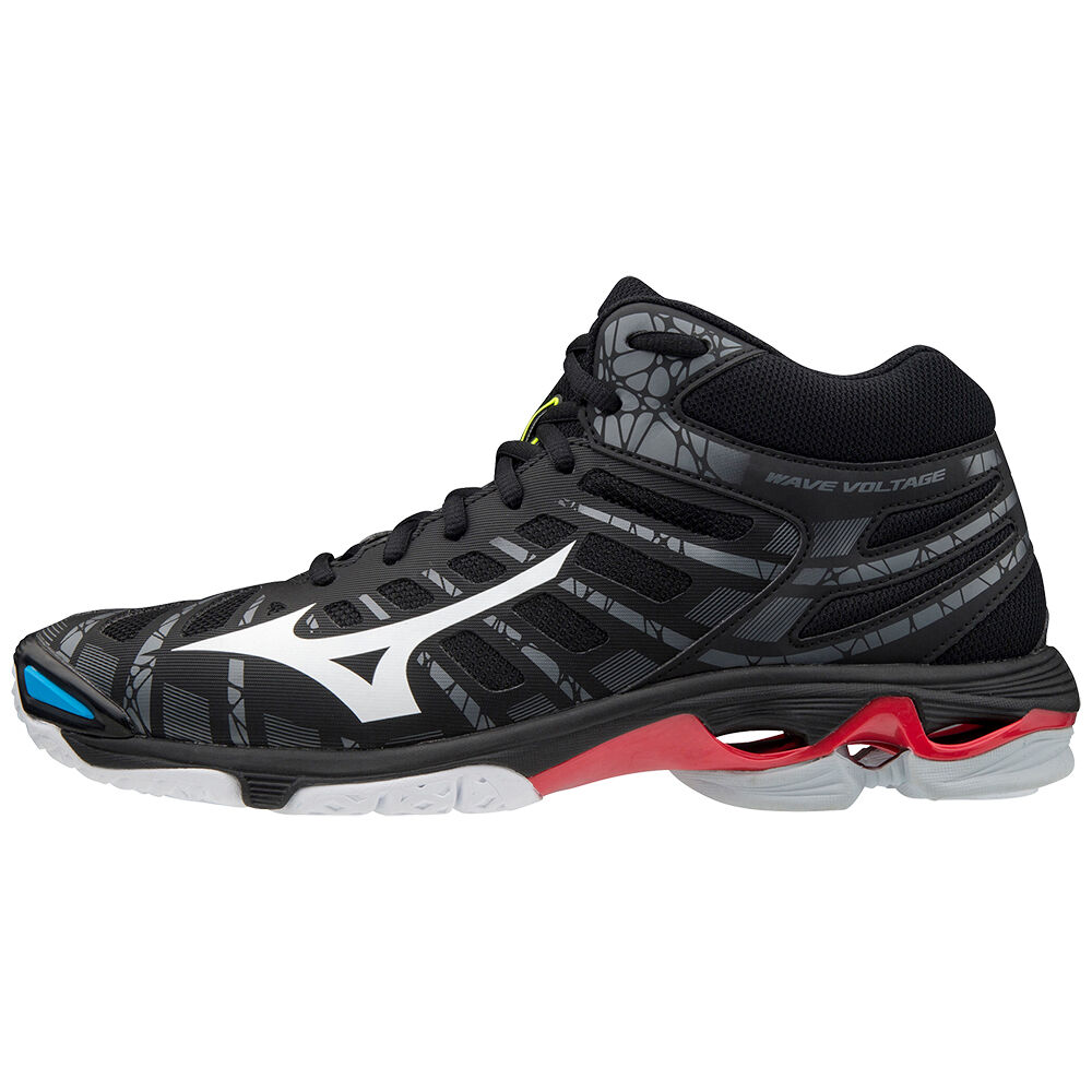 Mens Mizuno Wave Voltage Mid Volleyball Shoes Black/White Philippines (DBCMIQ251)